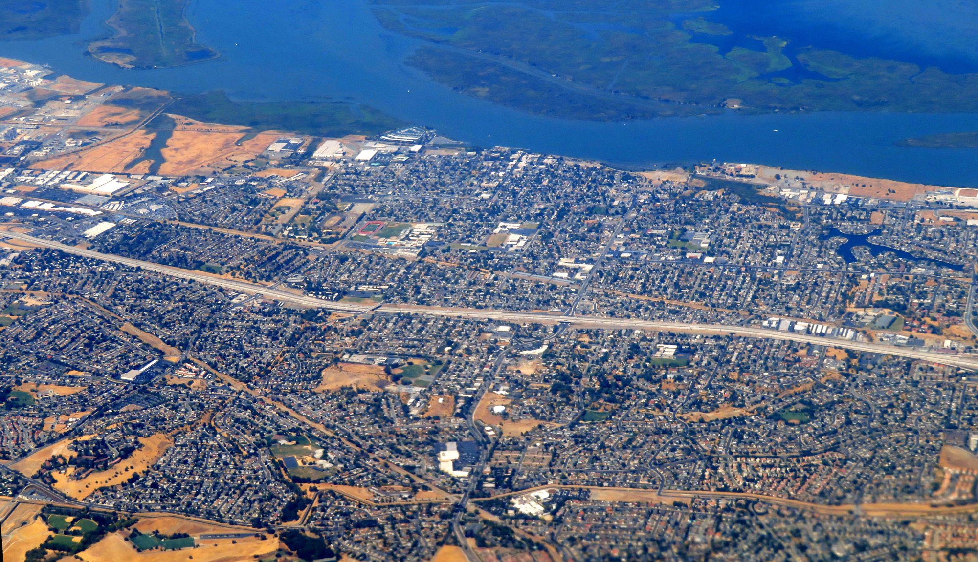 Aerial view of Antioch and the San Joaquin River Delta